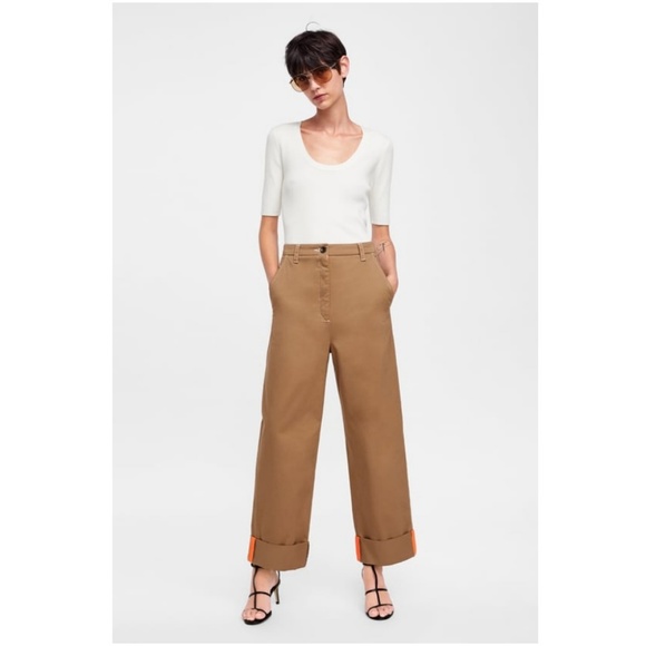 Camel Cropped Wide Leg Pants 